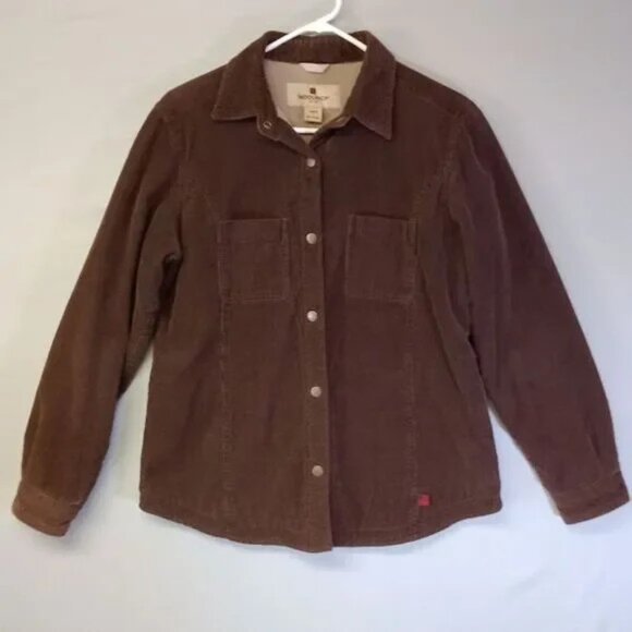 Woolrich Corduroy Jacket Women's S Espresso Brown Button Up Fleece Lined Coat - Picture 1 of 9
